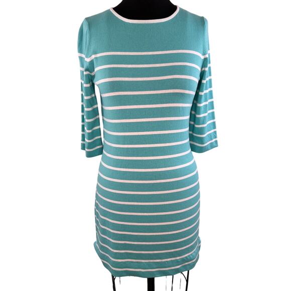 Sail to Sable STS Blue White Stripe 3/4 Sleeve Cotton Mini Tunic Dress Size XS - Picture 1 of 5